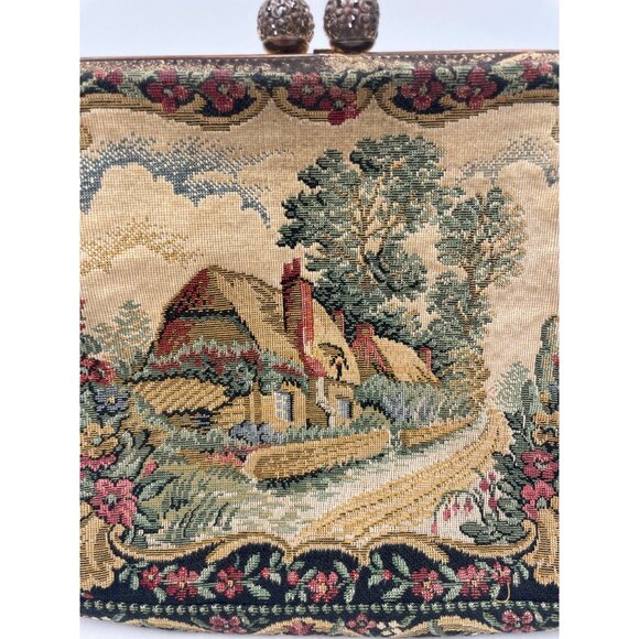 Vintage Walborg Made In France Handbag Tapestry Purse With Chain Strap & Scenic - Picture 4 of 13